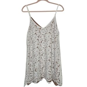 Space 46 Spaghetti Strap Dress with Lace Overlay